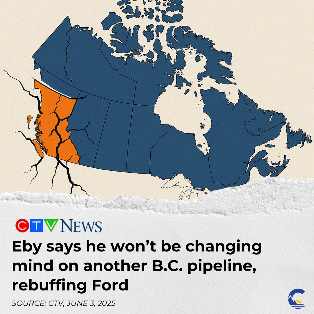 🚫 David Eby just told the rest of Canada he’s not interested in jobs, energy security, or economic growth.

Despite calls from Ontario Premier Doug Ford and growing national momentum for a new pipeline to the West Coast, Eby says his mind is made up: No pipeline. No prosperity.