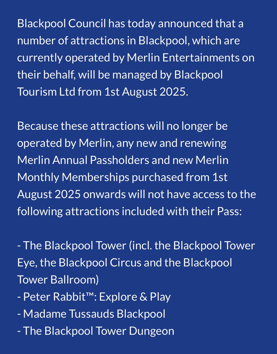 LoopedCoasters's tweet image. A bunch of attractions at Blackpool are being removed from the @MerlinapUK Merlin Annual Pass. 😭