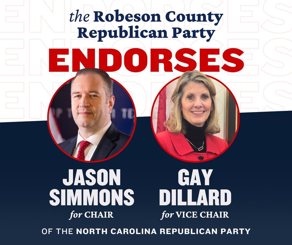 RobesonNCGOP's tweet image. The Robeson County Republican Party is thrilled to support @SimmonsNCGOP and Gay Dillard for @ncgop leadership! #ncgop