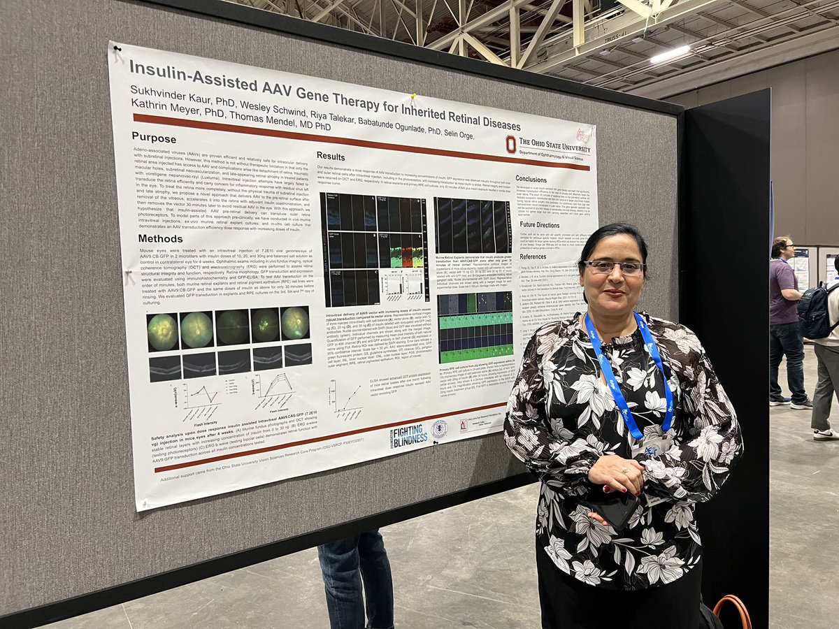 Gene Therapy Institute at Ohio State University (@osugenetherapy) on Twitter photo 👀 Great work by Sukhvinder Kaur, PhD and <a href="/TomMendelEye/">Tom Mendel</a> for their poster presentation on “Insulin-Assisted AAV #GeneTherapy for Inherited Retinal Diseases” at #asgct2025! 🧬 <a href="/OhioStateEye/">Ohio State University Ophthalmology</a> 👀 Great work by Sukhvinder Kaur, PhD and <a href="/TomMendelEye/">Tom Mendel</a> for their poster presentation on “Insulin-Assisted AAV #GeneTherapy for Inherited Retinal Diseases” at #asgct2025! 🧬 <a href="/OhioStateEye/">Ohio State University Ophthalmology</a>