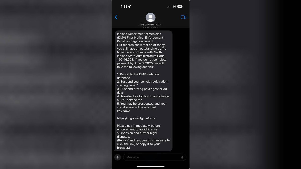 FOX59's tweet photo. Have you received a text today that looks like this? So have many Indiana residents. Click here to learn more: https://t.co/1bN4fzxcDU https://t.co/bH3GaaFHbR