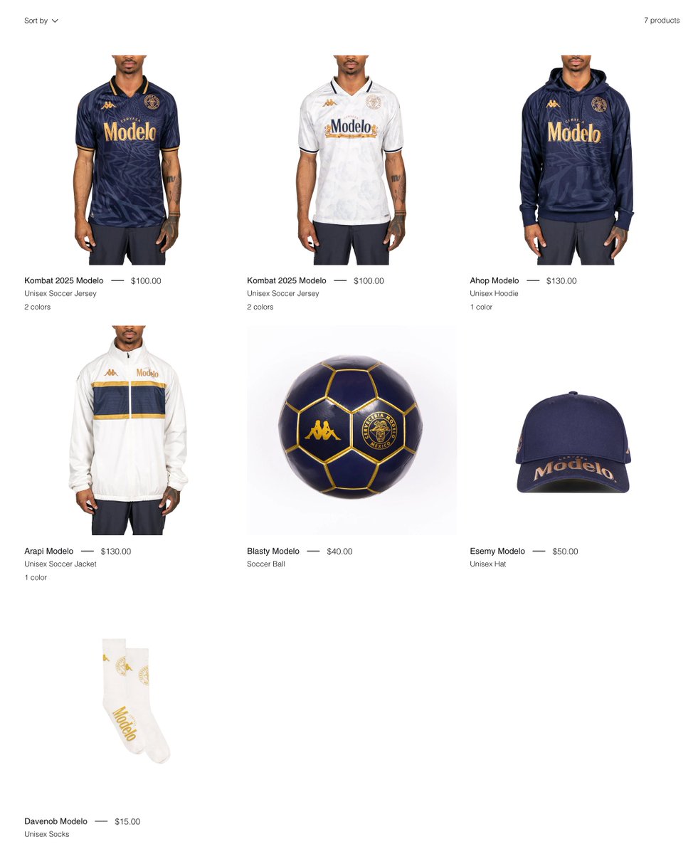 Al momento, la línea Kappa de <a href="/CervezaModeloMX/">Cerveza Modelo</a> está disponible a la venta en el sitio de la marca deportiva de Estados Unidos y otras tiendas como <a href="/Nordstrom/">Nordstrom</a>.

El costo de los jerseys es de 100 USD y 130 USD la sudadera o chamarra.

Enlace: kappa-usa.com/collections/mo…