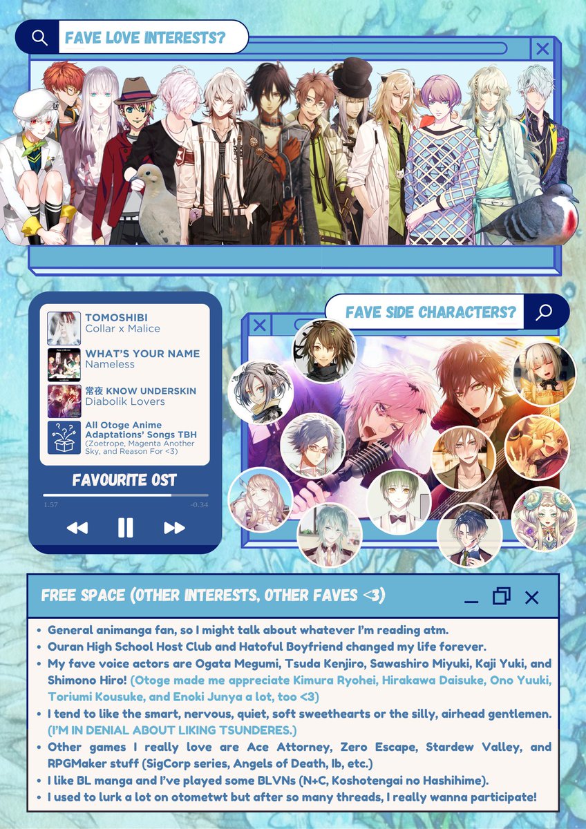 totakenotice's tweet image. hello everyone !! after lurking for a while, i finally decided to make an otometwt account ⸜(｡˃ ᵕ ˂ )⸝♡  

i finally finished making my intro ｡°(°.◜ᯅ◝°)°｡ i would love to interact with you all !! 

────୨ #otometwt #otometwtintro  ৎ────