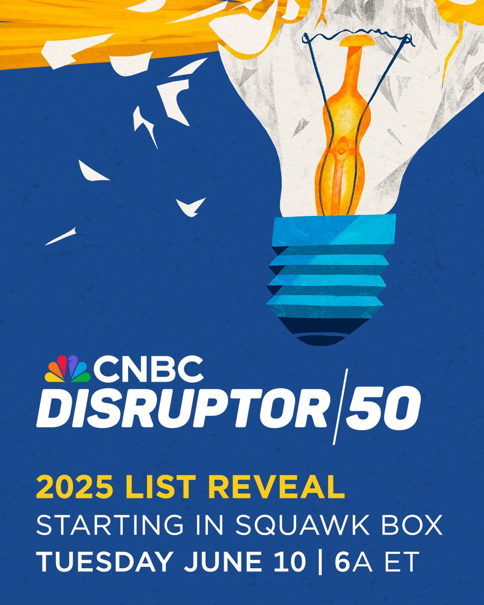 We’re back with the CNBC Disruptor 50 list of the most innovative private companies! Our special coverage begins Tuesday on CNBC’s “Squawk Box” and streaming on CNBC+. CNBC.com/D50