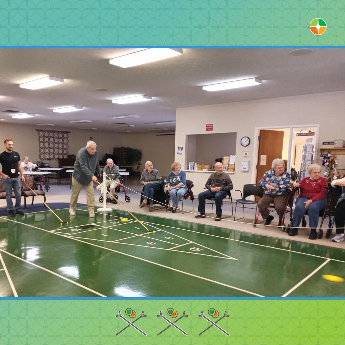 Ohio Living Dorothy Love hosts an annual Resident/Employee Shuffleboard Tournament that brings together participants of all skill levels, even those playing for the first time. This friendly competition brings the fun and also fosters meaningful connections. #ohiolivingit