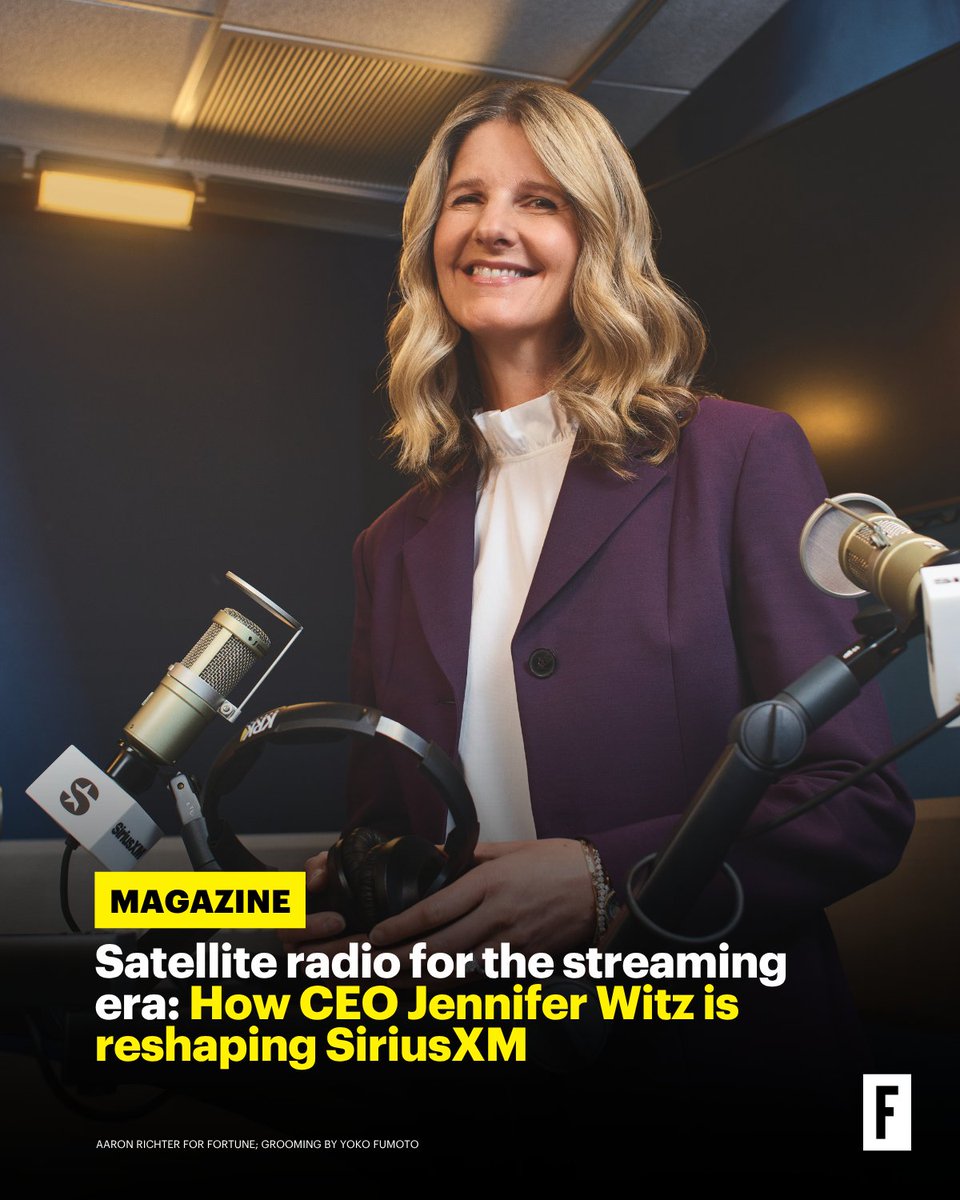 FortuneMagazine's tweet image. .@SIRIUSXM joined the @Fortune500 for the first time after spinning off from Liberty Media in September 2024—adding CEO Jennifer Witz to the cohort of #Fortune500 chiefs. trib.al/lLklODf