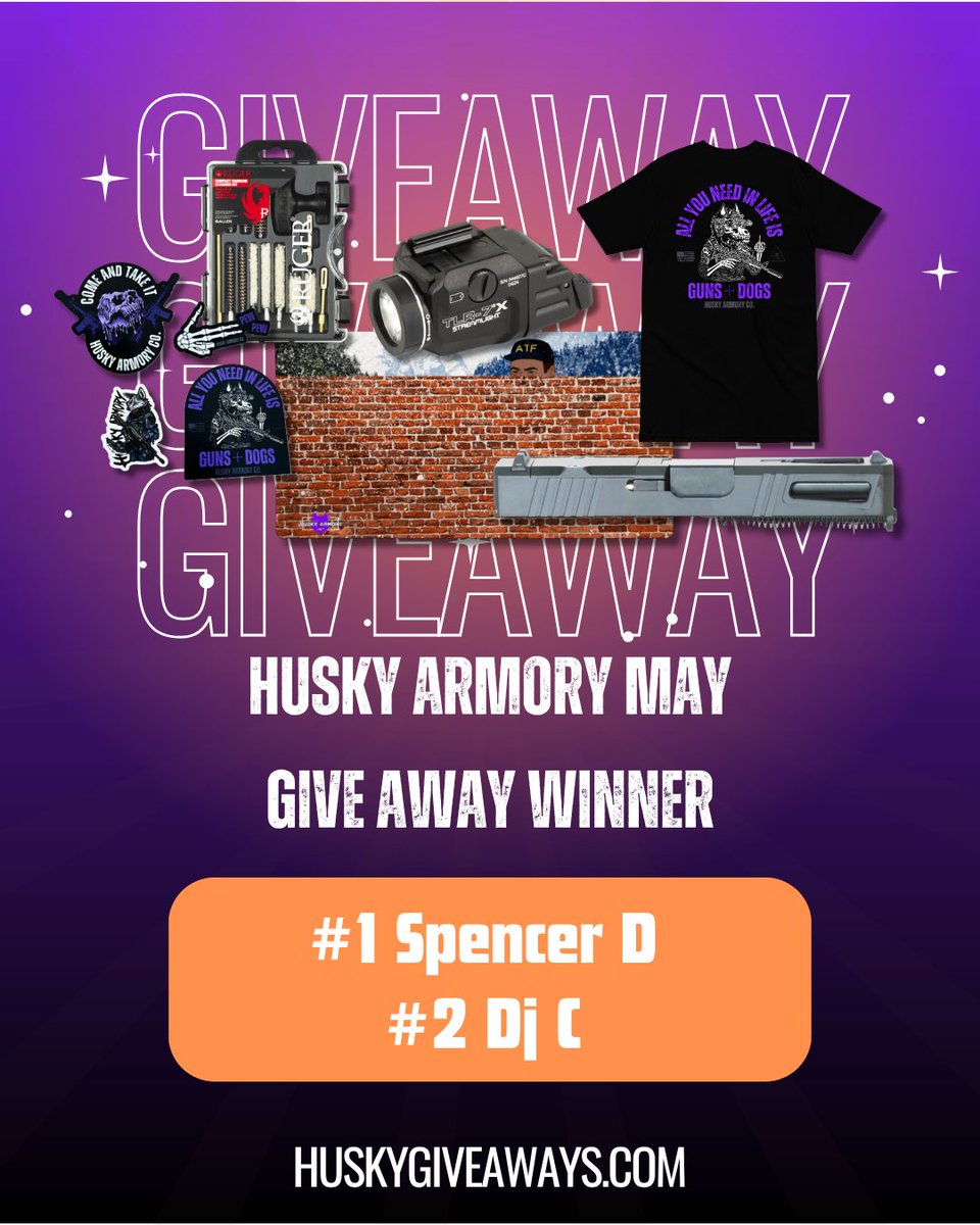 HuskyArmory's tweet image. 🎉 MAY GIVEAWAY WINNERS! 🎉
Congrats to Spencer D and DJ C you’re taking home the Geisler‑ready goodies! 🏆🔥 We’ll slide into your DMs and email you today, so keep an eye out.
Missed this round? June prizes are already loading… hit huskygiveaways.com and get in early. 😉