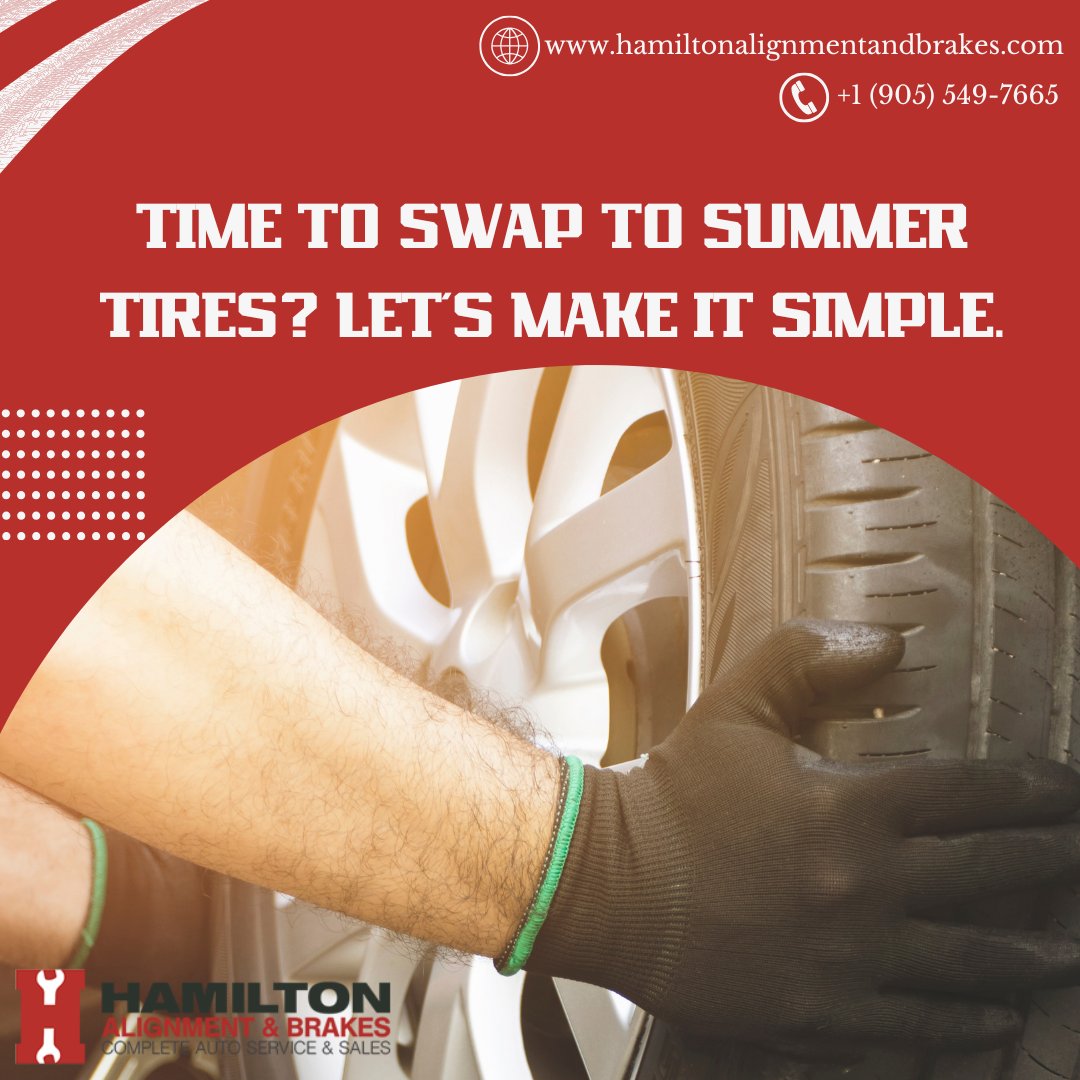 ☀️ Time to Swap to Summer Tires? Let’s Make It Simple.
Get expert guidance on when to make the switch and what to consider when selecting new tires. At Hamilton Alignment &amp; Brakes, our experienced team is here to ensure your vehicle is road-ready for the season ahead.