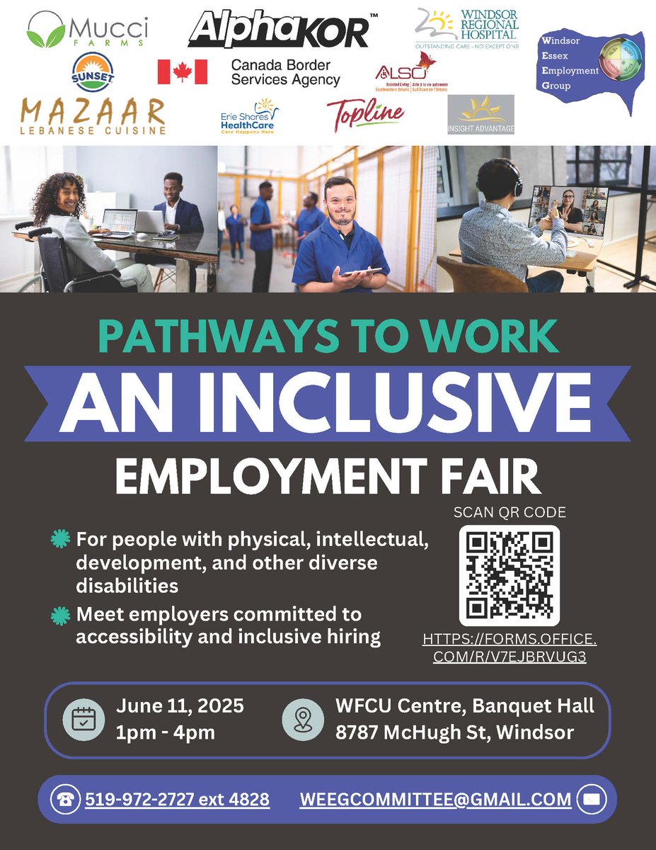 #JobFairAlert Please register if you are #PWD and would like to attend. Thank you <a href="/AlphaKORGroup/">AlphaKOR Group</a> <a href="/MucciFarms/">Mucci Farms</a> <a href="/WRHospital/">Windsor Regional Hospital</a> #Sunset <a href="/ESHCare/">Erie Shores HealthCare</a> <a href="/toplinefarms/">Topline Farms</a> #InsightAdvantage #MazzarLebaneseCuisine <a href="/ALSOGroupOnt/">Assisted Living Southwestern Ontario (ALSO)</a> #CanadaBorderServiceAgency Looking forward to this event!!