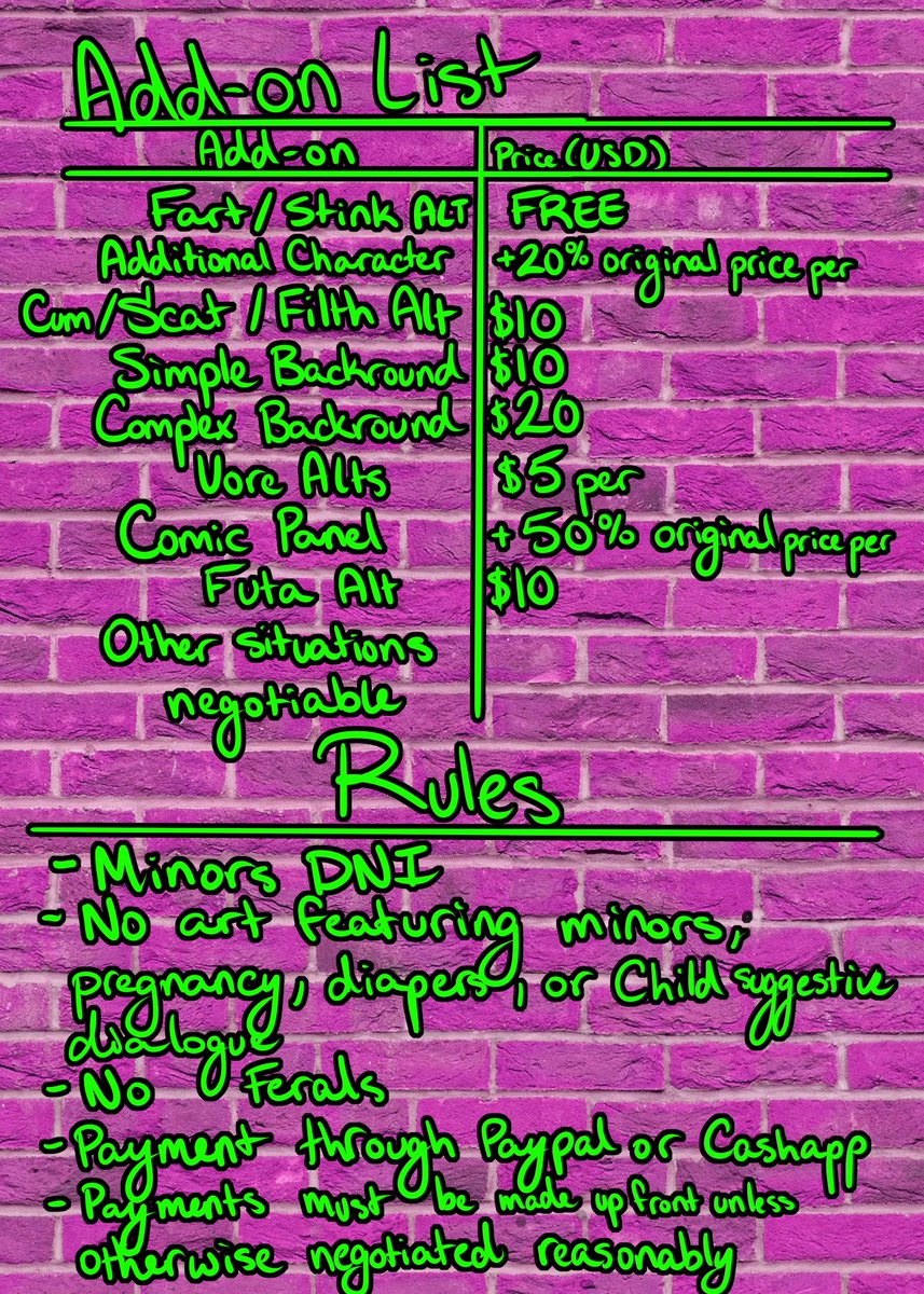 here is my very outdated comm sheet