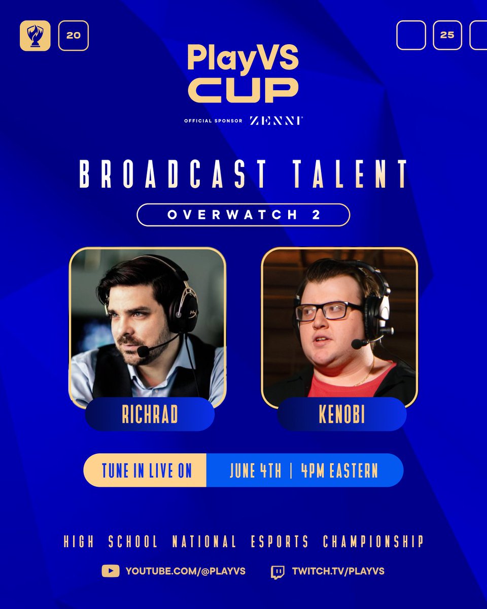It's that time again! <a href="/KenobiCasts/">Eren 'Kenobi' Erkey</a> and I bringing some serious Overwatch HYPE for the <a href="/playvs/">PlayVS</a> Cup presented by <a href="/Zenni_Partners/">Zenni Partners</a>!  Lets see who will be crowned PlayVs Cup Champions!👑

⚔️<a href="/jenkstrojans/">@JenksTrojans</a> vs <a href="/HB_OilerSports/">HB Oiler Athletics</a>⚔️

LIVE🔴
🟪twitch.tv/playvs 
🟥youtube.com/playvs/live