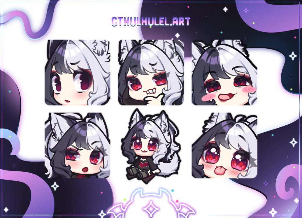 ˚₊‧✦ ych emotes for Victoria!🩸🤍#VICVEEART

I'm a sucker for two-toned hair :3c