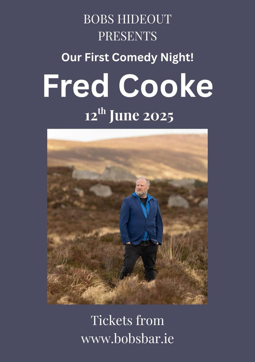 We're buzzing here to have our first comedy night in Bobs with the brilliant Fred Cooke. Tickets now on sale . Night not to be missed.
<a href="/DurrowLaois/">Durrow Laois Ireland</a> <a href="/daviefurey/">Davie Furey Music</a>
eventbrite.ie/e/fred-cooke-l…