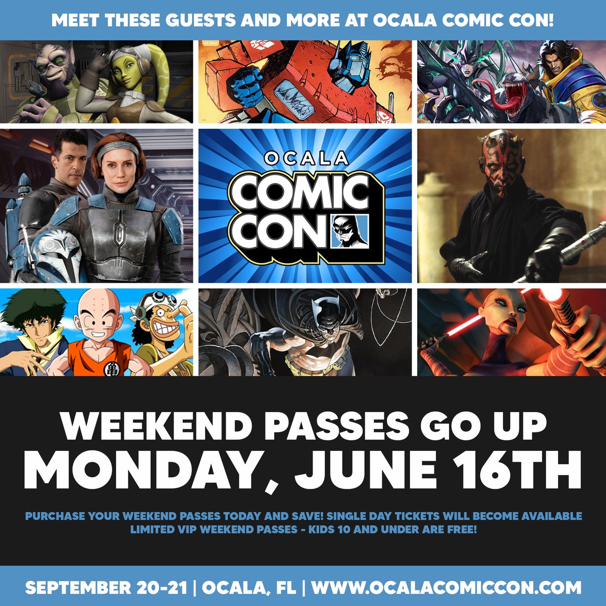 Ocala Comic Con returns on September 20-21, 2025 at the World Equestrian Center in Ocala, Florida!

To view the current guest list and pre-order tickets for the September 20-21, Ocala Comic Con, please visit: ocalacomiccon.com