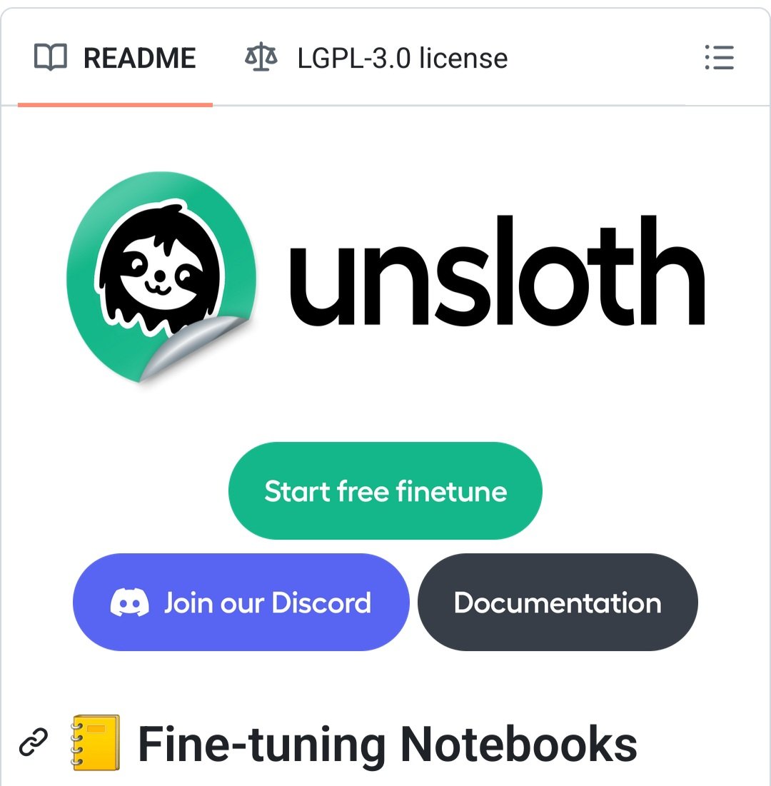 GithubProjects's tweet image. Fine-tune top LLMs effortlessly with Unsloth&apos;s ready-to-run Colab and Kaggle notebooks.