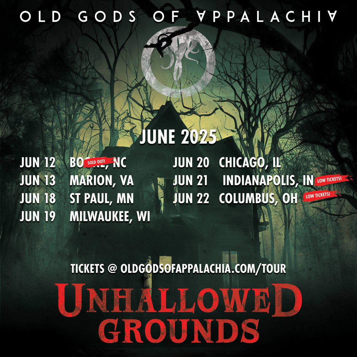 oldgodspod's tweet image. Our live show next week in Boone, NC is OFFICIALLY SOLD OUT, family. Indianapolis ain't far behind, and Columbus is super low too. Get your tickets now at oldgodsofappalachia.com/tour