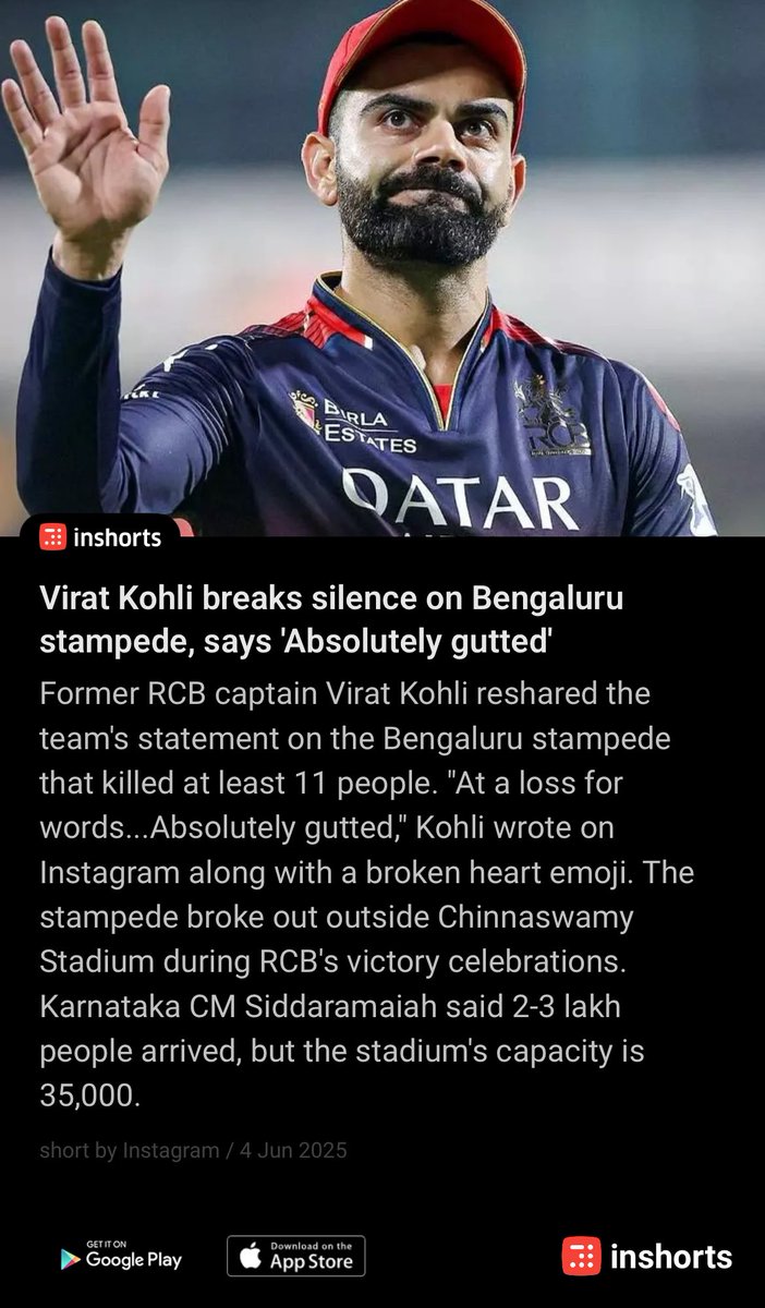 tabrez's tweet image. How can we ensure that passionate fan celebrations and star players’ calls for public engagement at events like the Chinnaswamy Stadium IPL victory parade prioritize safety and respect venue capacity to prevent tragedies? ⁦@BCCI⁩ ⁦⁦@IPL⁩
 
shrts.in/LJ2RN