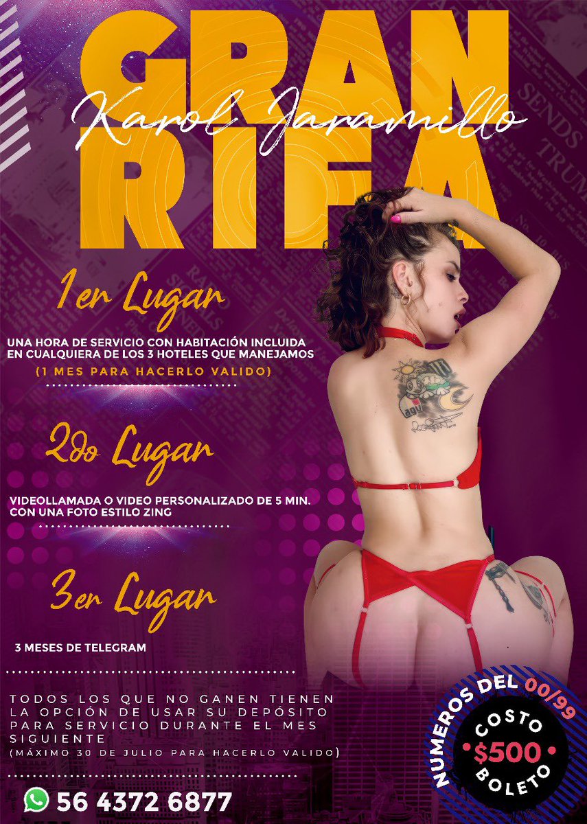 ¿Quieres tener la oportunidad de comerte a la Llallis para ti solo mor? 😈

Participa en mi nueva rifa bebé 😍❤️

3 primeros lugares

Todos los que no resulten ganadores podrán usar su depósito para un servicio durante el siguiente mes al sorteo 😈🙈

Dudas mándame un WhatsApp