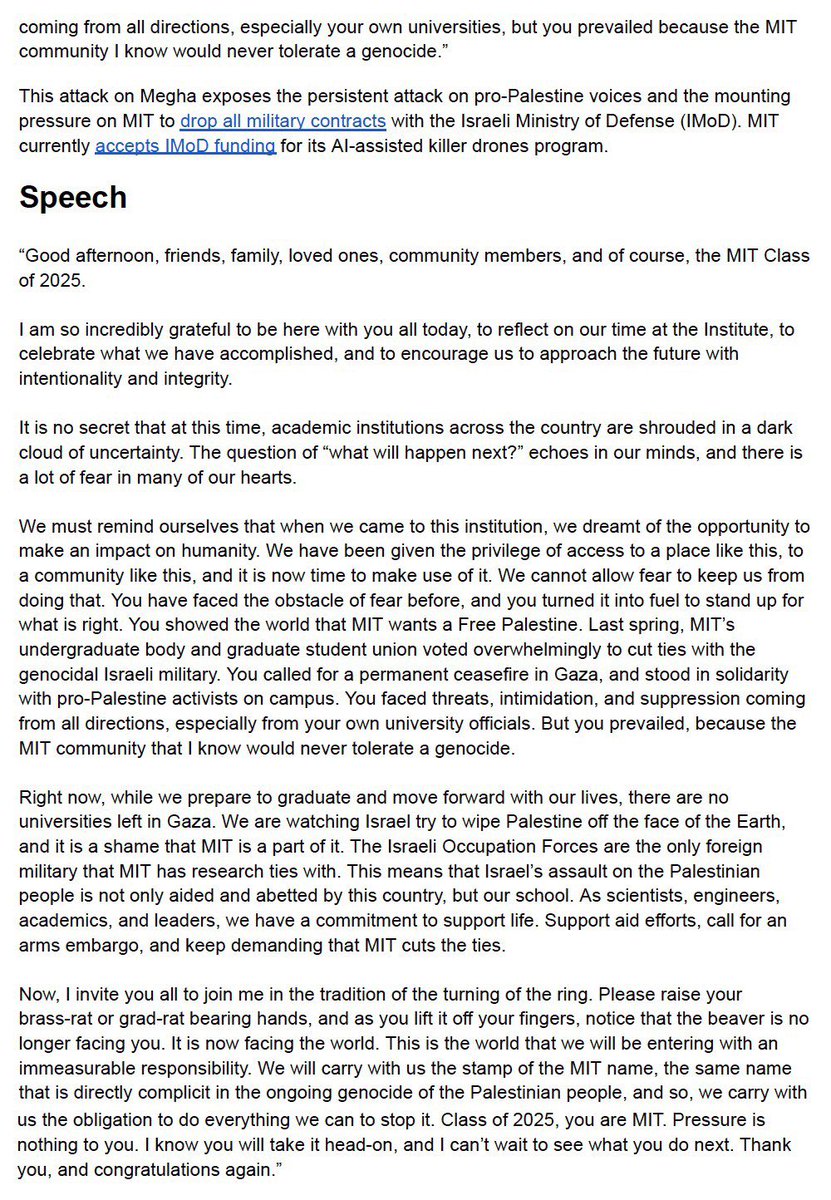 Michel DeGraff (@micheldegraff) on Twitter photo Thank you Megha Vemuri ధన్యవాదాలు I’m heartened, inspired & honored to have shared the stage with you during your courageous speech “One <a href="/MIT/">Massachusetts Institute of Technology (MIT)</a>” event on Thursday 5/30/2025. I will always value our comradeship in the long struggle toward a Free Palestine & our collective liberation Thank you Megha Vemuri ధన్యవాదాలు I’m heartened, inspired & honored to have shared the stage with you during your courageous speech “One <a href="/MIT/">Massachusetts Institute of Technology (MIT)</a>” event on Thursday 5/30/2025. I will always value our comradeship in the long struggle toward a Free Palestine & our collective liberation