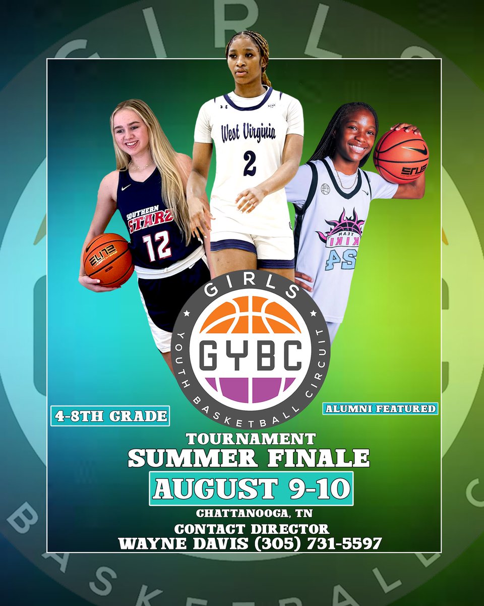 GYBC Summer Finale 🔥📈

🗓 August 9-10
⛹🏻‍♀️ Grades 4-8th
📍Chattanooga, TN
🎤 LIVE Interviews
✍🏽 Write ups
✅ National Media
🏀 National Coverage

📲 Contact Director Wayne Davis (305-731-5597)
