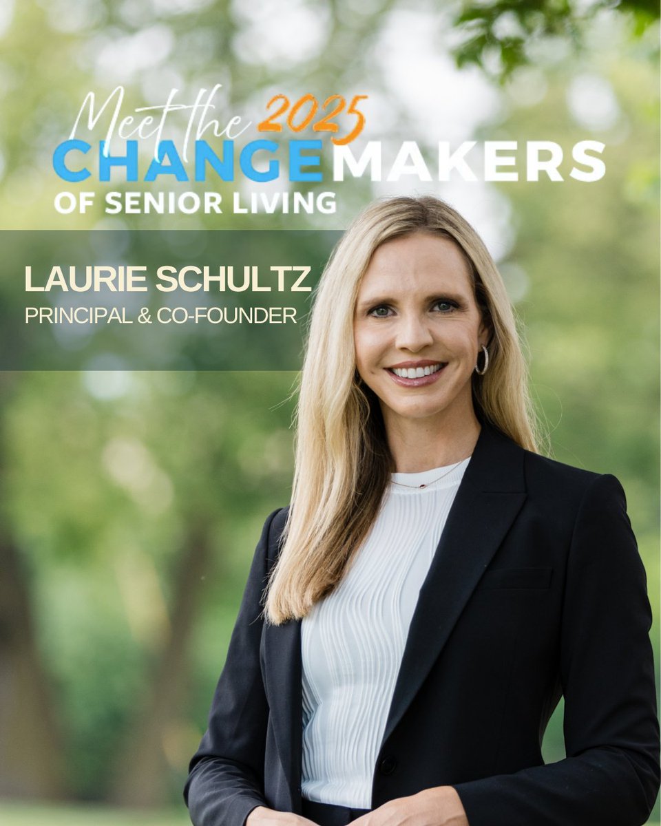 We're proud to share that @lschultzave, Principal &amp; Co-Founder, has been named a 2025 Senior Housing News Changemaker — underscoring her commitment to creating environments where residents can truly "age well in place," prioritizing proactive wellness &amp; meaningful connections.