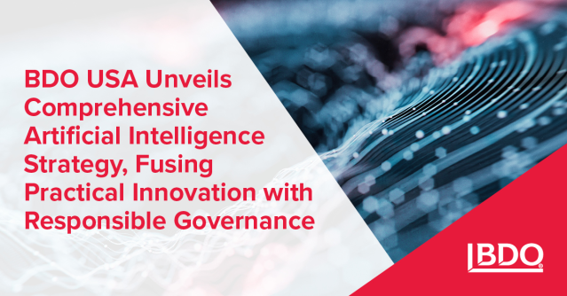 BDO has unveiled a comprehensive AI strategy that is empowering its professionals and enabling them to deliver exceptional value to clients through robust and responsible use. Read about the firm's people-centered approach and AI-powered innovations. bdousa.com/43v7It8