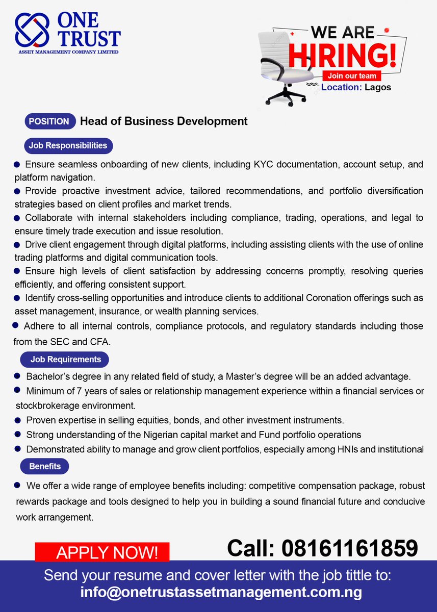 One Trust Asset Management is hiring