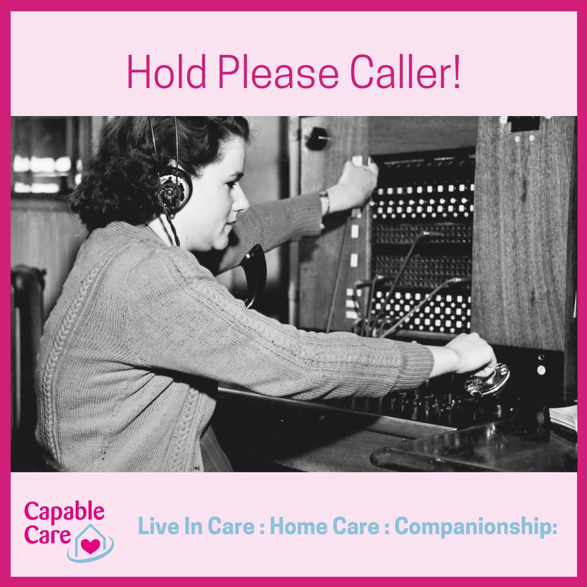 Hold Please Caller! 

We are currently moving our phones over to a new and more responsive system. Unfortunately, our old provider Vodafone is making it a bit tortuous! If you ring the office please bear with us!

You can also email us at hello@capablecare.co.uk
