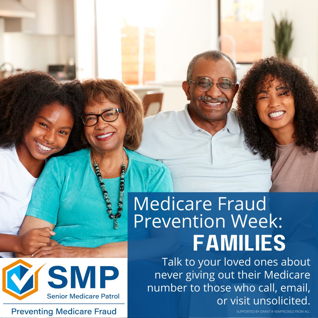 Families, take part in Medicare Fraud Prevention Week by talking to your loved ones about protecting their Medicare number just as they would a credit card number. #MFPW #MFPWfamily #Medicare #MedicareFraudPreventionWeek #SeniorMedicarePatrol #Health