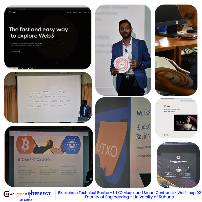 IntersectSriL's tweet photo. We continued our “Mastering Blockchain Technology & Building on Cardano” series today with the 2nd workshop at the University of Ruhuna's Engineering Faculty.

Students explored #Cardano’s technical architecture, UTXO vs. Account-based models, public/private keys, smart contract basics, and got hands-on with wallet demos using @lace_io .

Huge turnout, great energy, and plenty of curious minds ready to build! 💡🔥
📸 Here are some moments from today’s session.