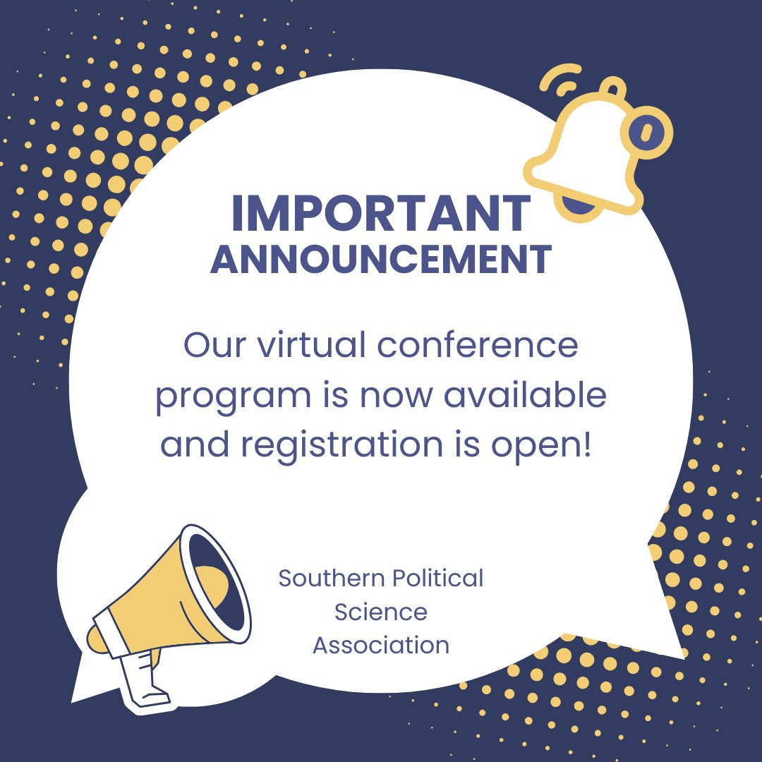 SPSAnews's tweet image. The 2025 SPSA Virtual Conference Program is now live! Explore panel titles, paper topics, and presenter details for this summer’s event. Don’t forget, registration is officially open!
Check out the program and sign up today: spsa.net/annual-meeting…