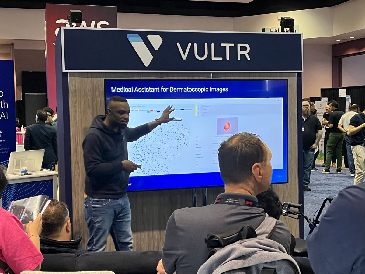 Vultr's tweet image. 🧠 Vector search meets GPU power.
Thanks to Thierry Damiba from @qdrant_engine for an insightful session on building high-performance AI with Vultr GPUs.

Missed it? Swing by Booth 152 to learn more.

#AIBigData2025 #VectorSearch #GenAI #GPUpoweredAI