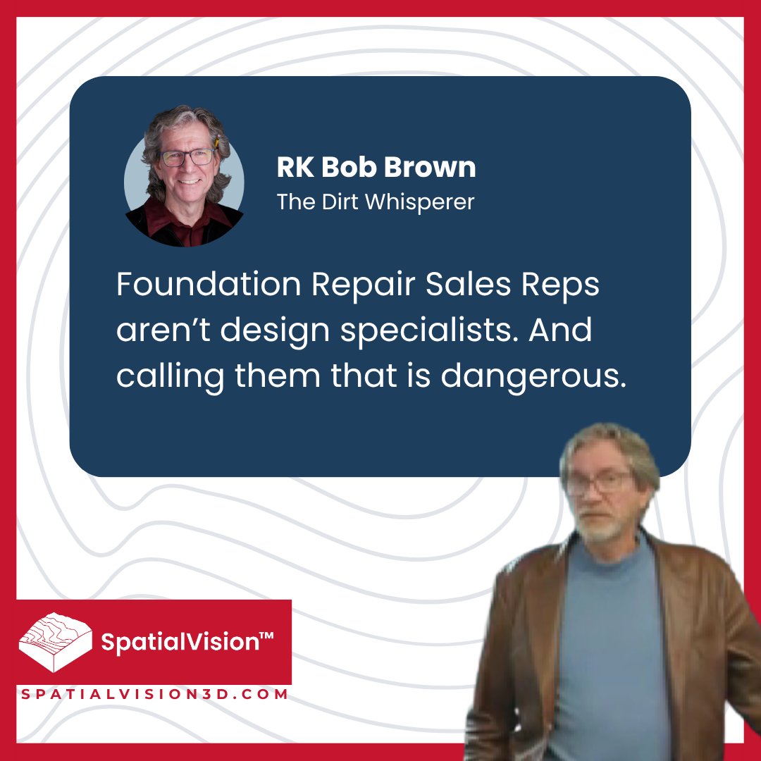 RK_BobBrown's tweet image. Foundation repair salespeople aren’t engineers. They’re trained to close, not diagnose. Stop calling sales reps “design specialists.” They’re not—and it’s costing homeowners thousands. 🔗 Read more in our latest blog: tinyurl.com/2k47fpdd #FoundationRepair #SpatialVision