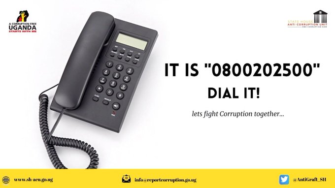 NINA Investments & Technologies (U) Ltd (@kaineltd) on Twitter photo From procurement scams to bribery—you have the power to stop it.
📞 Report the corrupt on 0800202500
Together, we win the war on corruption.
<a href="/AntiGraft_SH/">Anti Corruption Unit - State House Uganda</a> #ExposeTheCorrupt From procurement scams to bribery—you have the power to stop it.
📞 Report the corrupt on 0800202500
Together, we win the war on corruption.
<a href="/AntiGraft_SH/">Anti Corruption Unit - State House Uganda</a> #ExposeTheCorrupt