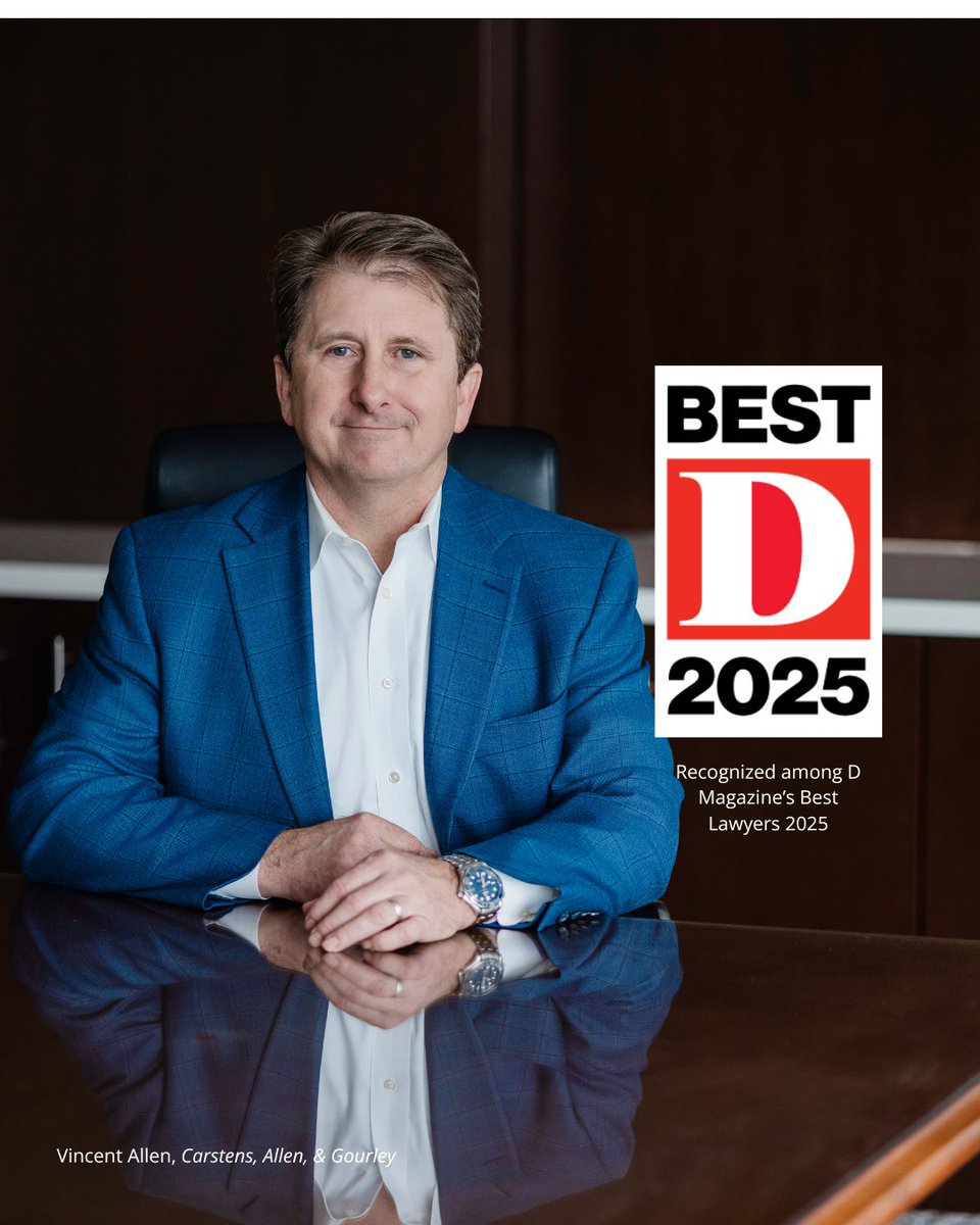 CAGLawIP's tweet photo. We are honored that D Magazine recognized two of our partners as Best Lawyers 2025! Congratulations to David W. Carstens and Vincent Allen!

#BestLawyers2025 #DMagazine #IntellectualProperty #DallasLaw #CarstensAllenGourley #InnovationProtection https://t.co/Q1L12n1Zjh