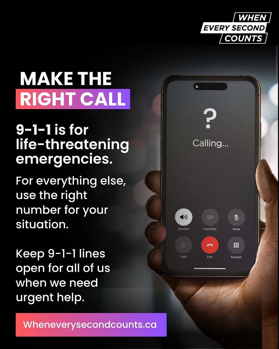 Emergency or non-emergency? Know the difference! If it’s life-threatening, call 9-1-1 immediately. For non-urgent issues, use the OSPS non-emergency number available 24/7 at 519-376-1234.
 
Save it in your phone today!
 
#WhenEverySecondCounts