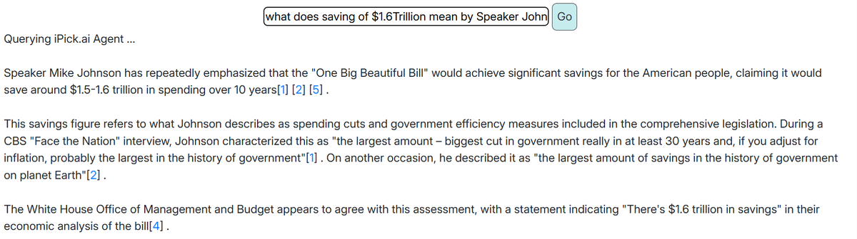 iPick_ai's tweet photo. Savings of more than $1.6 TRILLION? Do you mean we get $1.6 TRILLION in the bank, or we will have a black hole of $48.4T instead of $50T?  @SpeakerJohnson 

Let's ask #iPickAI what saving of $1.6T means. It says cost between $3.3 - $5T. What is your opinion? 
https://t.co/U7sYjbyaM1

#Trillion @barbietrillions