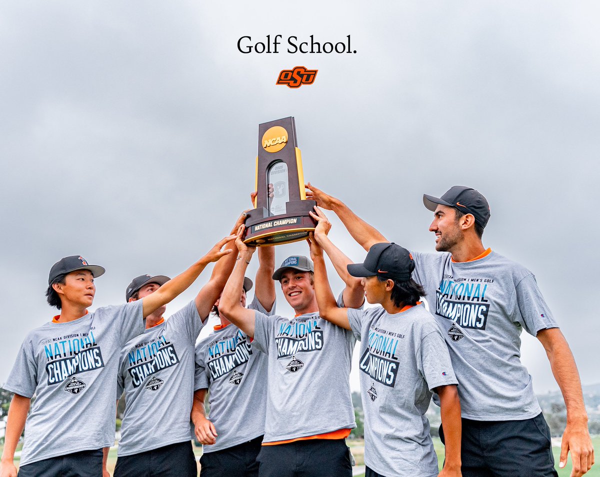 OSUAthletics's tweet photo. Reminder: @OSUCowboyGolf won a National Championship a week ago 

#GolfSchool https://t.co/YFYNoGo7yU
