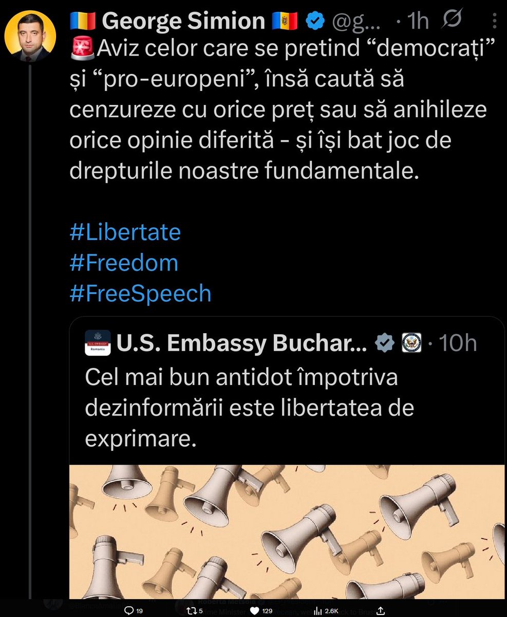 Mai gunioer infect <a href="/georgesimion/">🇷🇴 George Simion 🇲🇩</a> , pai tu care blockezi pe toata lumea care spune ceva ce nu-ti convine tie te dai smardoi acum cu cenzura? Dispari mai papagal ipocrit ce esti, 'te-ar toti dracii aia carora le-ai vandut sufletul.