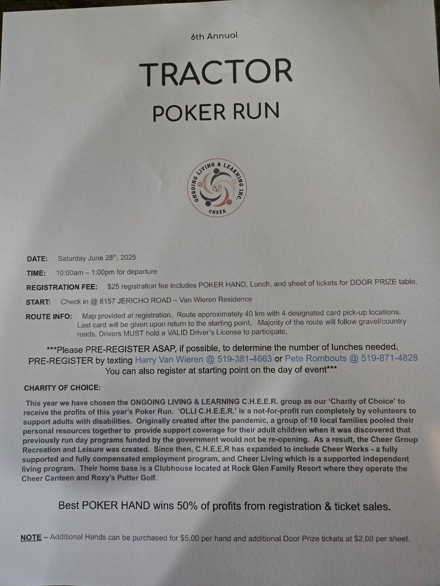 Local tractor poker run coming up on June 28th Thedford-Arkona area..proceeds to a good cause!