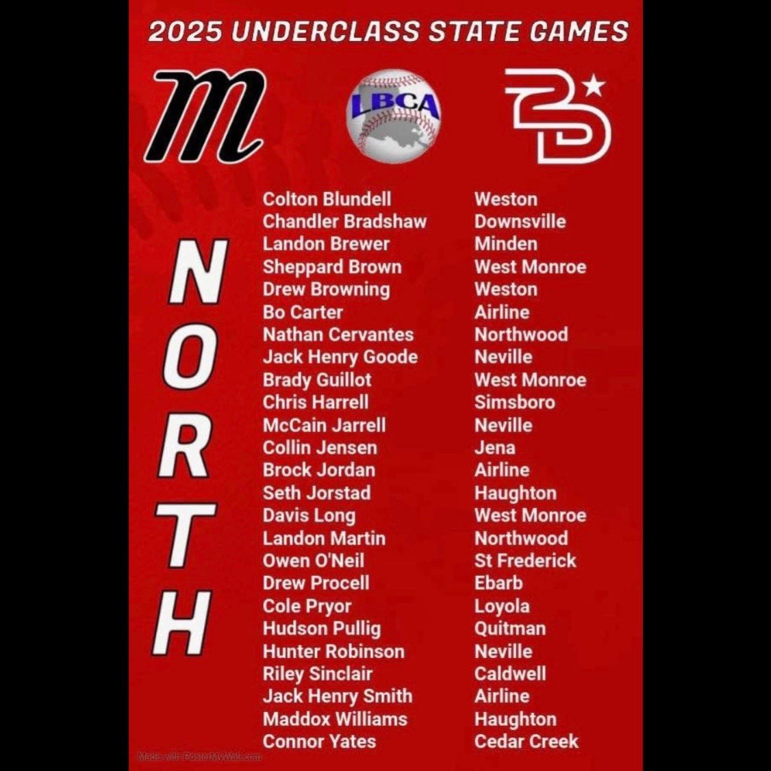 Players participating in the Louisiana Baseball Coaches Association Underclass State Games. ULM will host on June 9, 10, and 11th.