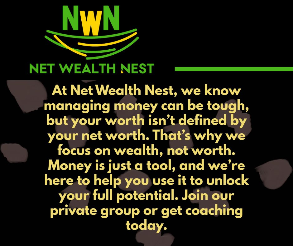 netwealthnest's tweet photo. We believe worth isn’t defined by money. That’s why we say wealth not worth. Money is a tool and we’re here to help you use it well. Visit our YouTube channel, listen to our podcast, join our private facebook group, or get coaching to help you stabilize your financial life. https://t.co/NoFQTRjxRL