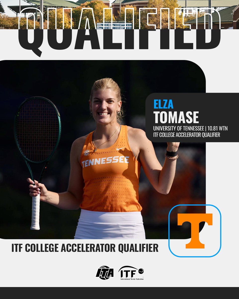 ITA (@ita_tennis) on Twitter photo Elza Earns More Accolades 🟧⬜️
Elza Tomase qualifies for the ITF College Accelerator for the first time in her career!
#WeAreCollegeTennis x <a href="/Vol_WTennis/">Tennessee Women's Tennis</a> Elza Earns More Accolades 🟧⬜️
Elza Tomase qualifies for the ITF College Accelerator for the first time in her career!
#WeAreCollegeTennis x <a href="/Vol_WTennis/">Tennessee Women's Tennis</a>
