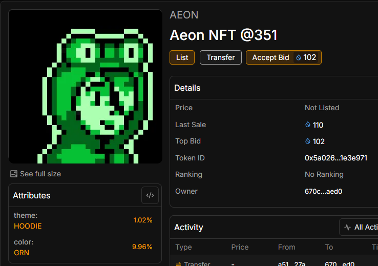 I am now an AEON owner, as I have seen several plans for Sui Name Service for the future and it should become an increasingly grand service on both <a href="/SuiNetwork/">Sui</a> and WEB3, I thought it would be a great idea to get their official NFT, I believe it will have a great appreciation in