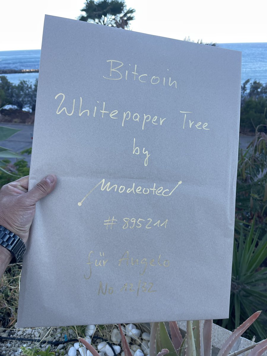 Stolzer Besitzer eines von 32 Exemplaren und es ist das einzige auf Teneriffa. Bitcoin Whitepaper in Leiterplatten Gold von <a href="/ModeotecArt/">ModeoAxe</a> Es bekommt einen sehr prominenten Platz 👍