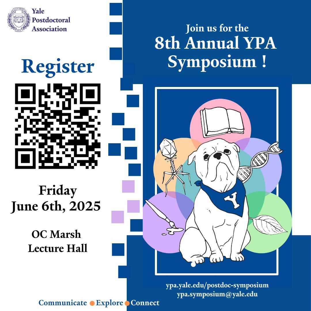 YalePostdocAsso's tweet image. Attn Yale postdocs and ARS! Please view the full schedule for the 8th Annual Postdoc Symposium: buff.ly/ohxWmQX. It will take place in 2 DAYS - Friday, June 6th. Register, register, register: buff.ly/mNm2RI1. A full day of research & networking! See you there!