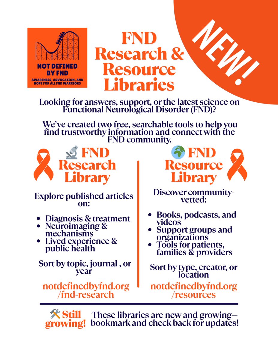 🌍 Exciting news! We’ve launched the FND Library — a free, searchable hub of resources, support groups &amp; research on FND. 📚💛

✅ Easy to navigate
✅ Always growing
✅ Open to submissions!

🔗 Explore: notdefinedbyfnd.org/post/announcin…

#FNDresources  #FNDcommunity #NotDefinedByFND