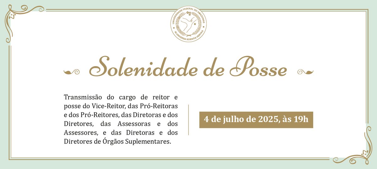 Consuni realiza cerimônia de transmissão do cargo de reitor da Ufam (Gestão 2025-2029). x.gd/45L1b9