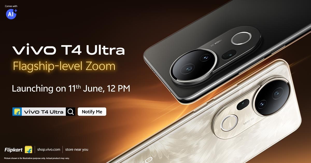 ibeGadget's tweet photo. Vivo has officially confirmed that the Vivo T4 Ultra will launch in India on June 11, 2025. The camera specs have also been revealed.

It will be available in Black and Phoenix Gold, is expected to be priced around ₹35,000, and will be sold via Flipkart and Vivo’s online store. https://t.co/Bjd4q3gLS5