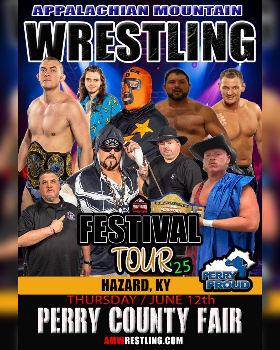 💥 SEE AMW LIVE 💥

Next Thursday June 12th we roll into Hazard, KY for the Perry County KY Fair in the Perry County Park. 

AMW FESTIVAL TOUR ‘25: PERRY COUNTY FAIR

This event is FREE to all!

Come see us. 

Bell time is 6:30pm

Adrenaline King
Hometown Sports Corner
USWF